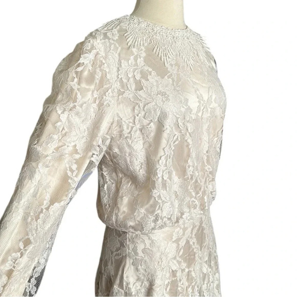 Vintage JESSICA McCLINTOCK Lace Dress Victorian Wedding Long Feminine Ivory - Picture 5 of 17